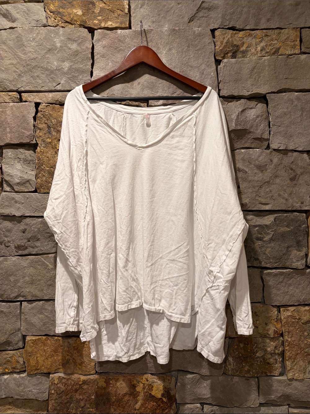 FP Movement by Free People White Relaxed V-Neck Long Sleeve Tunic